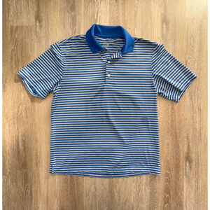 Men's Greg Norman Blue & White Striped Play Dry Golf Polo Shirt Size M